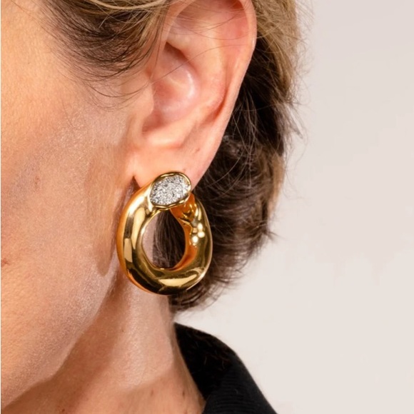 ALEXIS BITTAR • Solanales Crystal Gold Front-FacingHoop Earrings